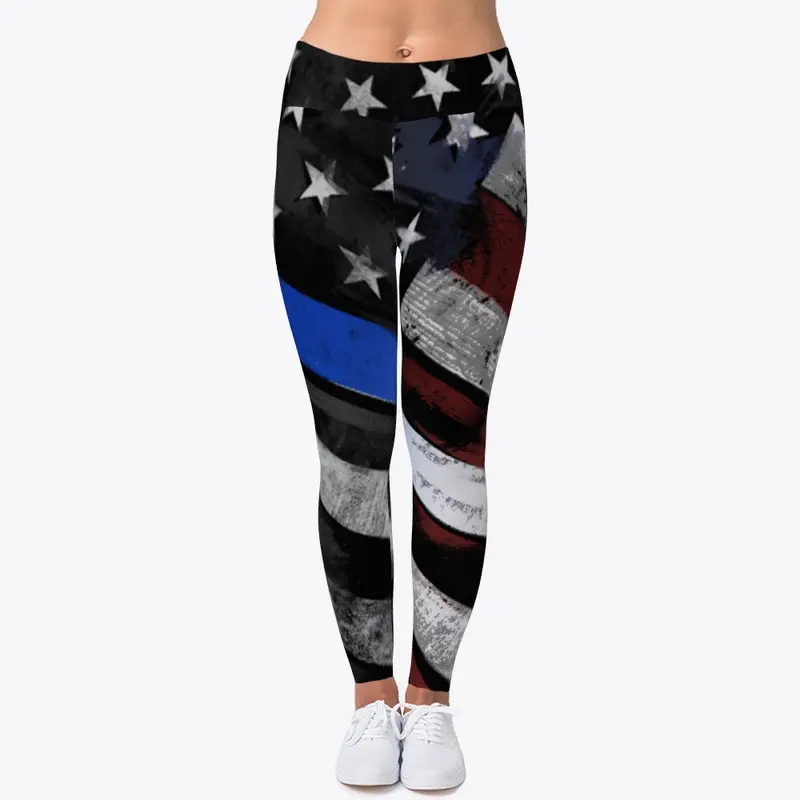 Thin Blue Line American Flag Leggings